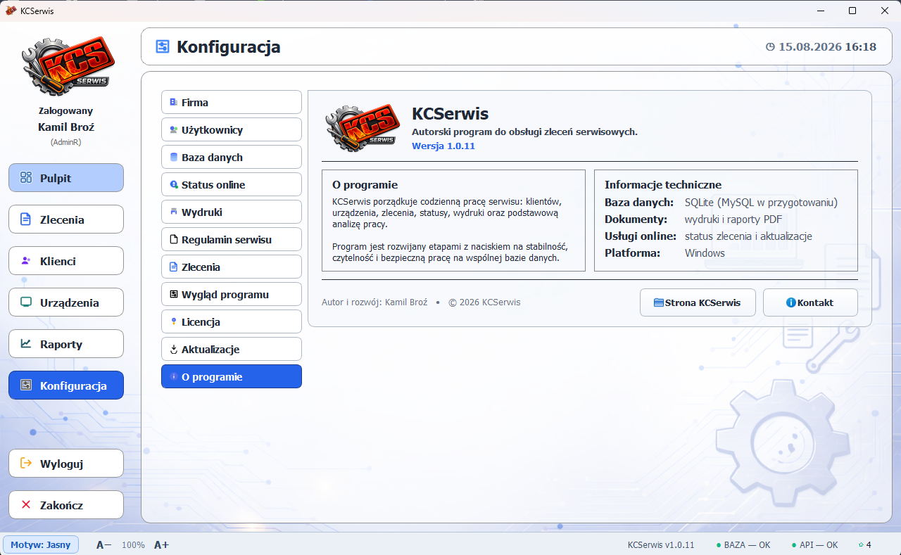 Rozbudowana konfiguracja programu